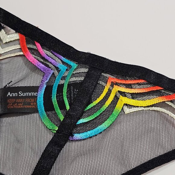 Ann Summers Rainbow / Black String Thong - Picture 4 of 4